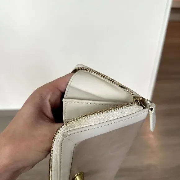 Vintage Coach Continental Zip Around Leather Wallet Almond and Beige - Picture 12 of 16